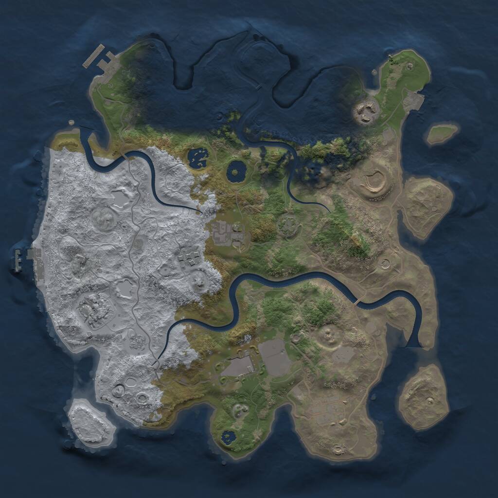 Rust Map: Procedural Map, Size: 3500, Seed: 1705028972, 14 Monuments
