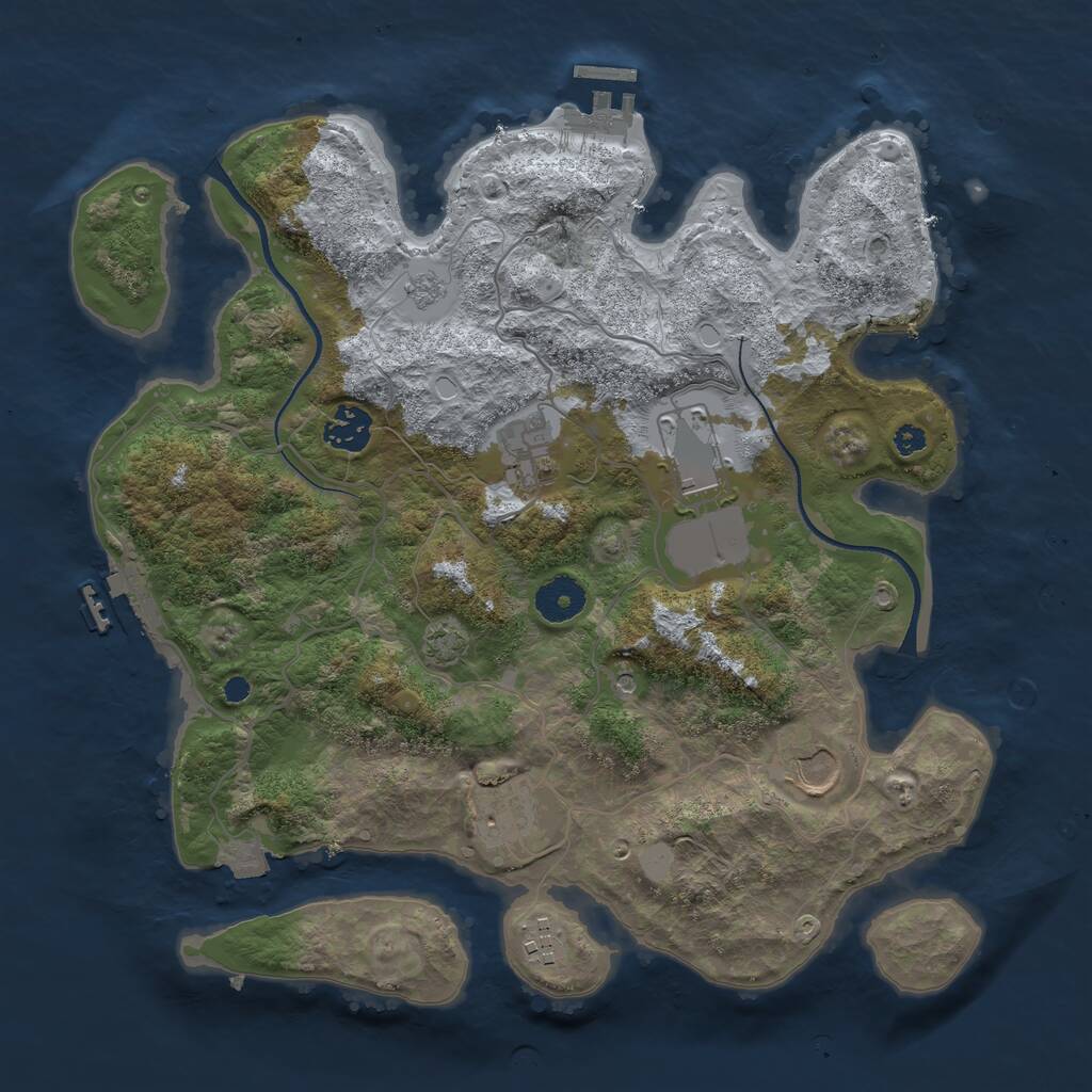 Rust Map: Procedural Map, Size: 3500, Seed: 463694, 12 Monuments