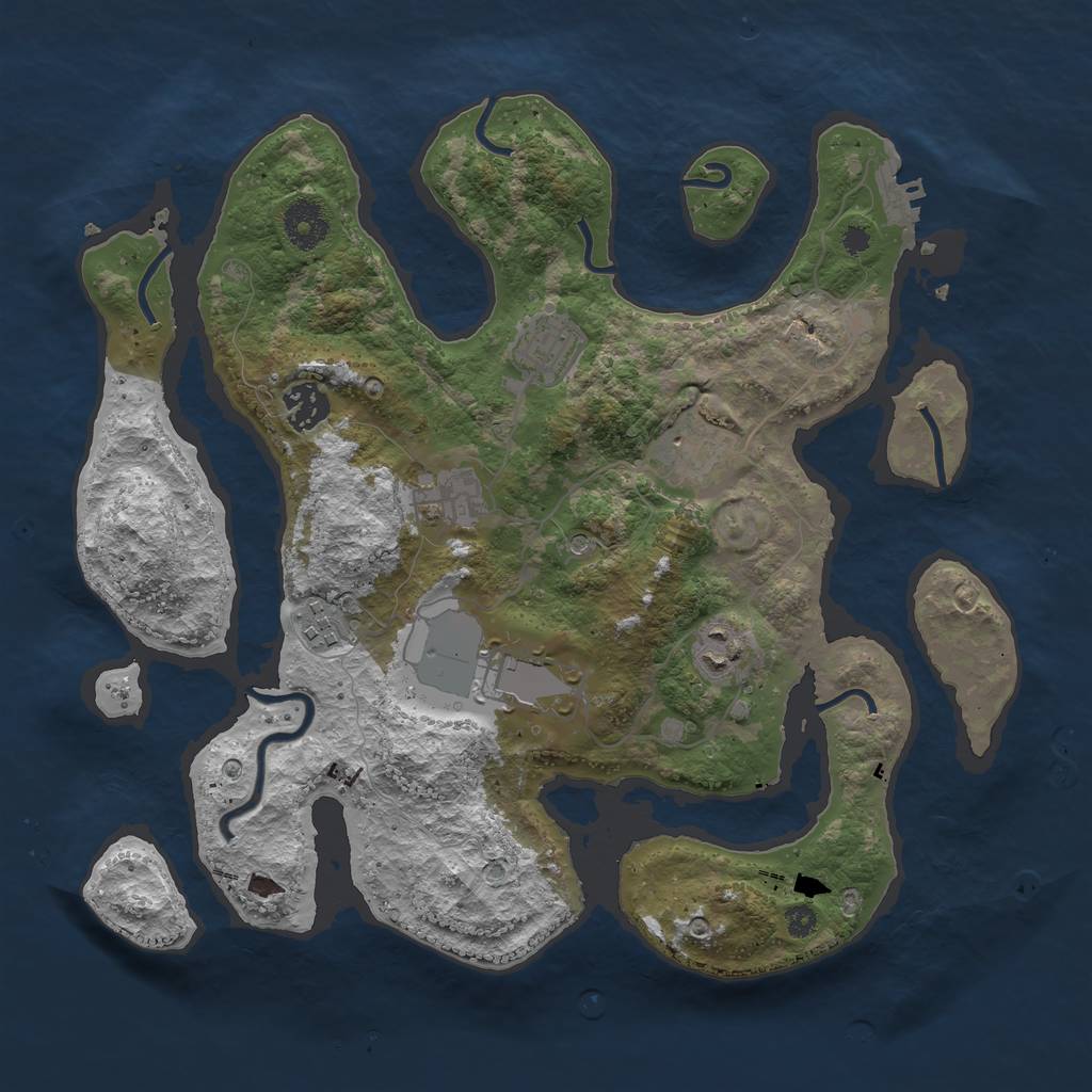 Rust Map: Procedural Map, Size: 3500, Seed: 121212123, 11 Monuments