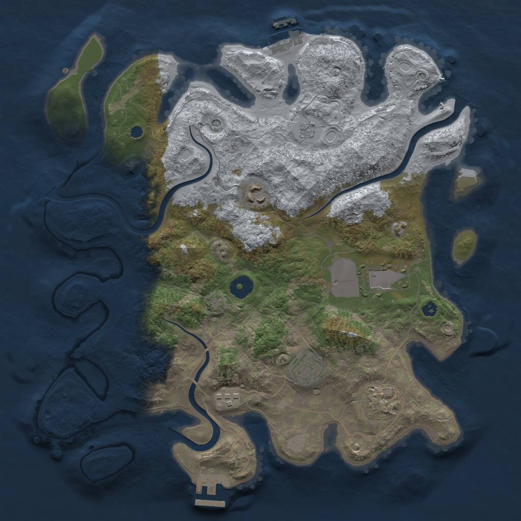 Rust Map: Procedural Map, Size: 3500, Seed: 380754, 11 Monuments