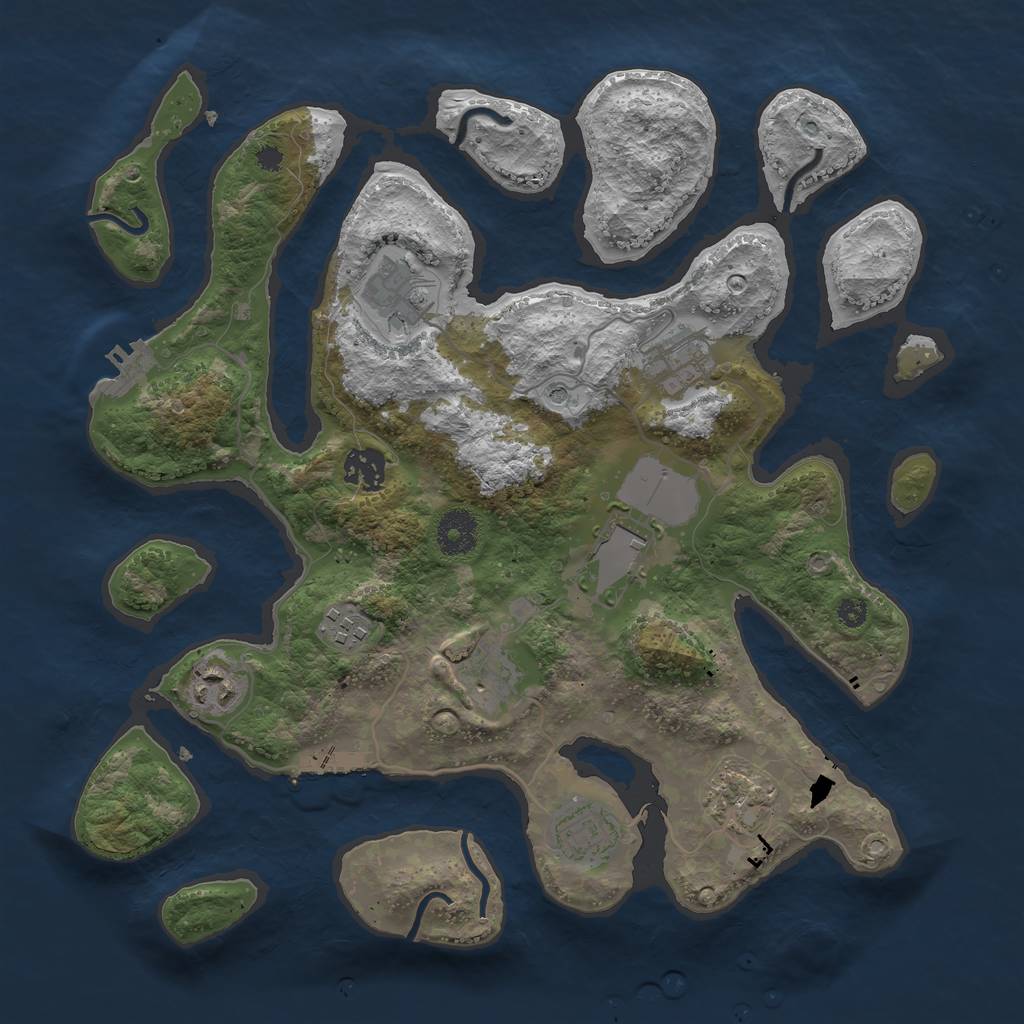 Rust Map: Procedural Map, Size: 3500, Seed: 380754, 14 Monuments