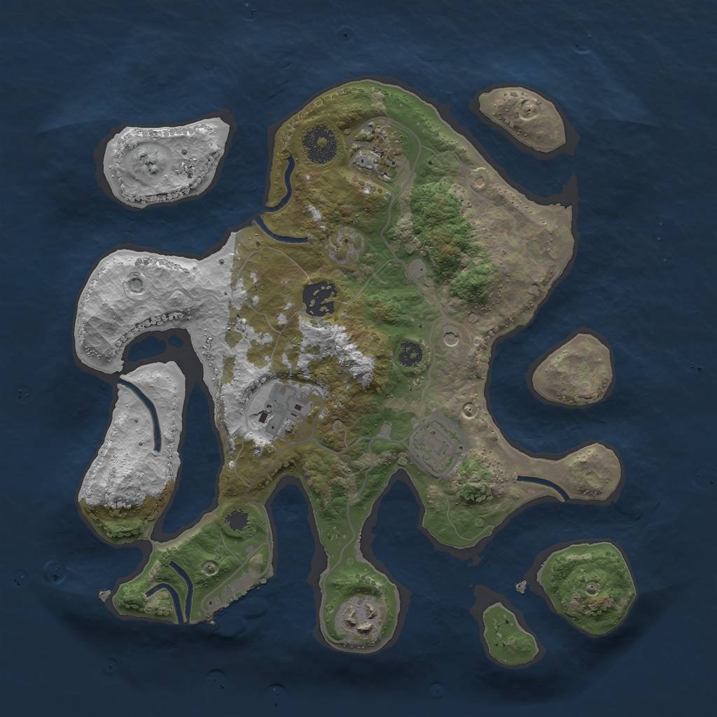 Rust Map: Procedural Map, Size: 3000, Seed: 1691863883, 9 Monuments