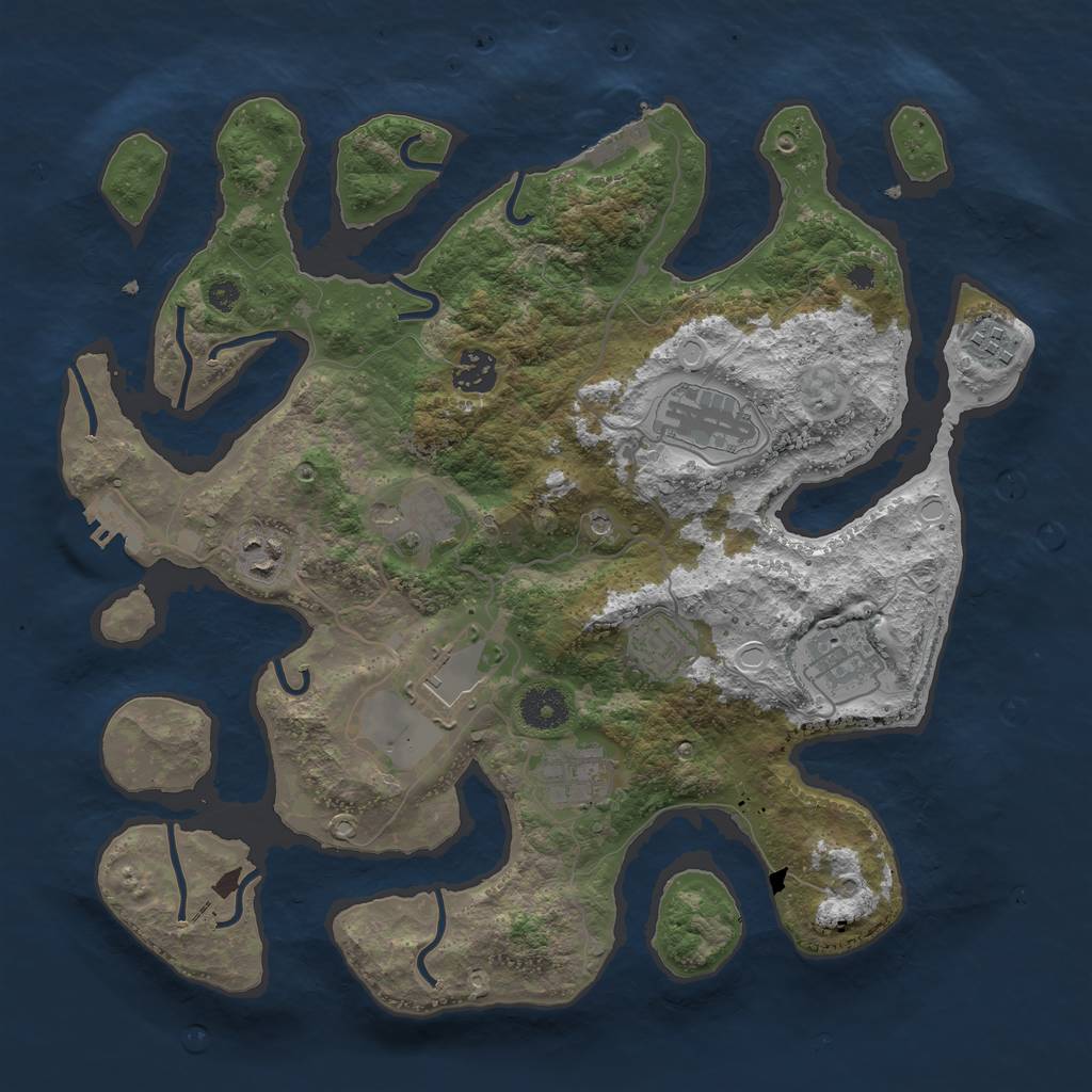 Rust Map: Procedural Map, Size: 3600, Seed: 120714, 17 Monuments