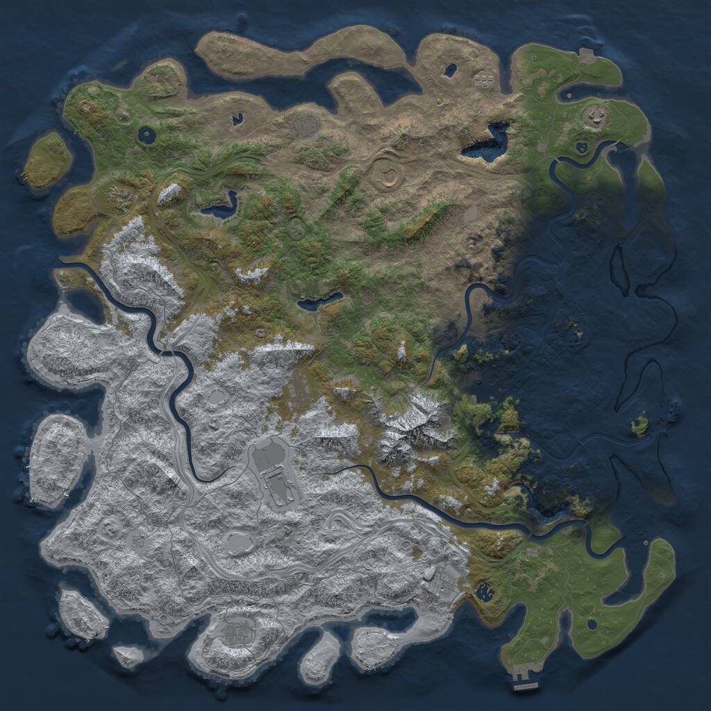 Rust Map: Procedural Map, Size: 6000, Seed: 60, 17 Monuments