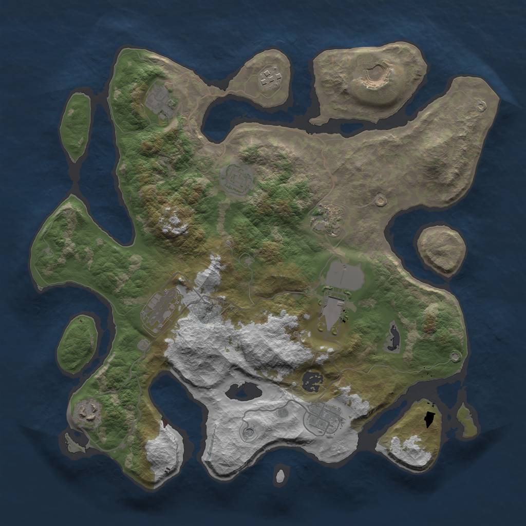 Rust Map: Barren, Size: 3750, Seed: 1760557783, 13 Monuments