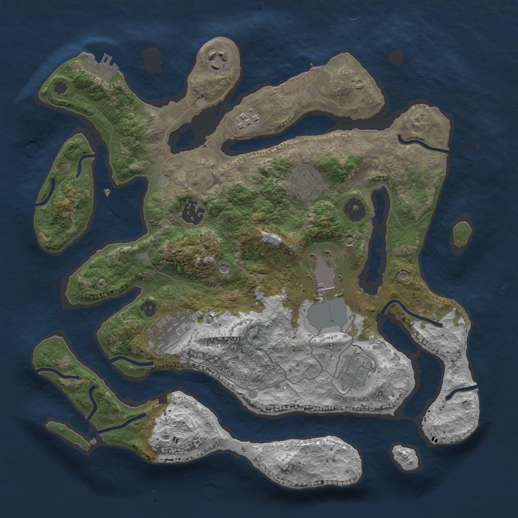 Rust Map: Procedural Map, Size: 3500, Seed: 446393, 12 Monuments