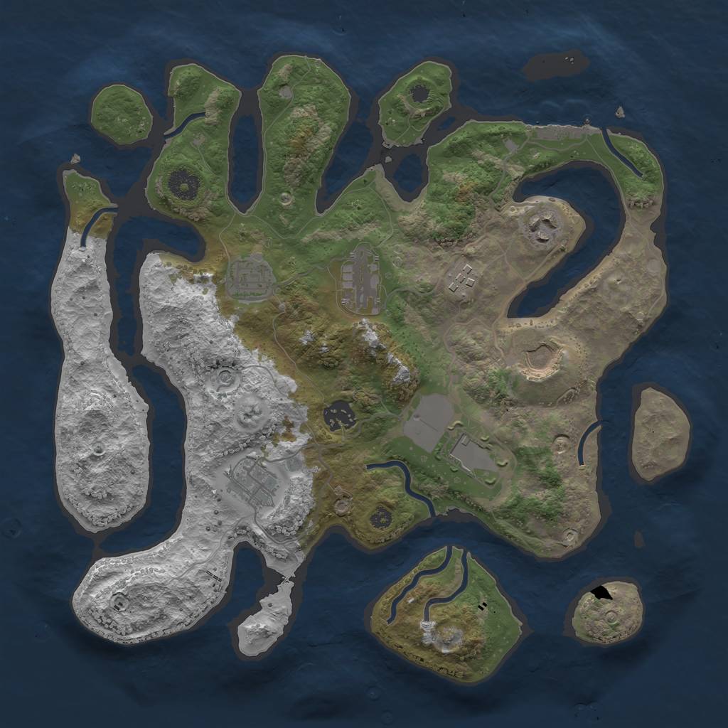Rust Map: Procedural Map, Size: 3500, Seed: 576467, 12 Monuments