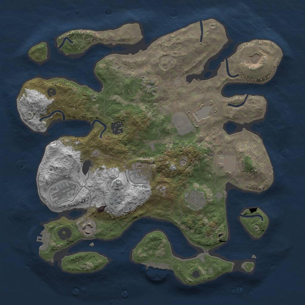 Rust Map: Procedural Map, Size: 3500, Seed: 1084075884, 15 Monuments