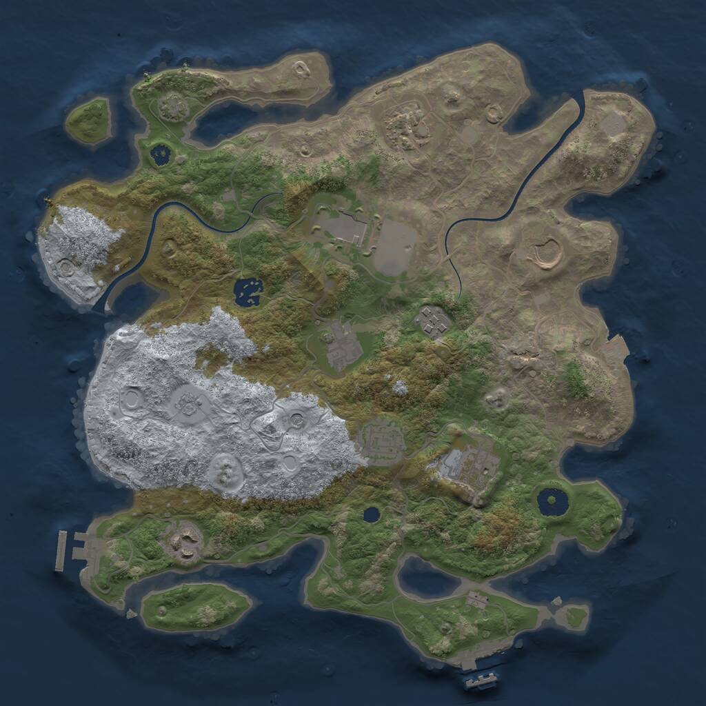 Rust Map: Procedural Map, Size: 3500, Seed: 1084075884, 15 Monuments