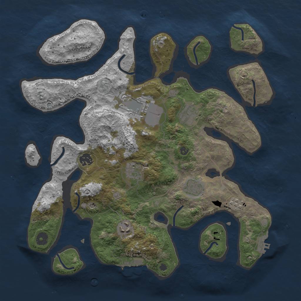 Rust Map: Procedural Map, Size: 3600, Seed: 126049458, 12 Monuments