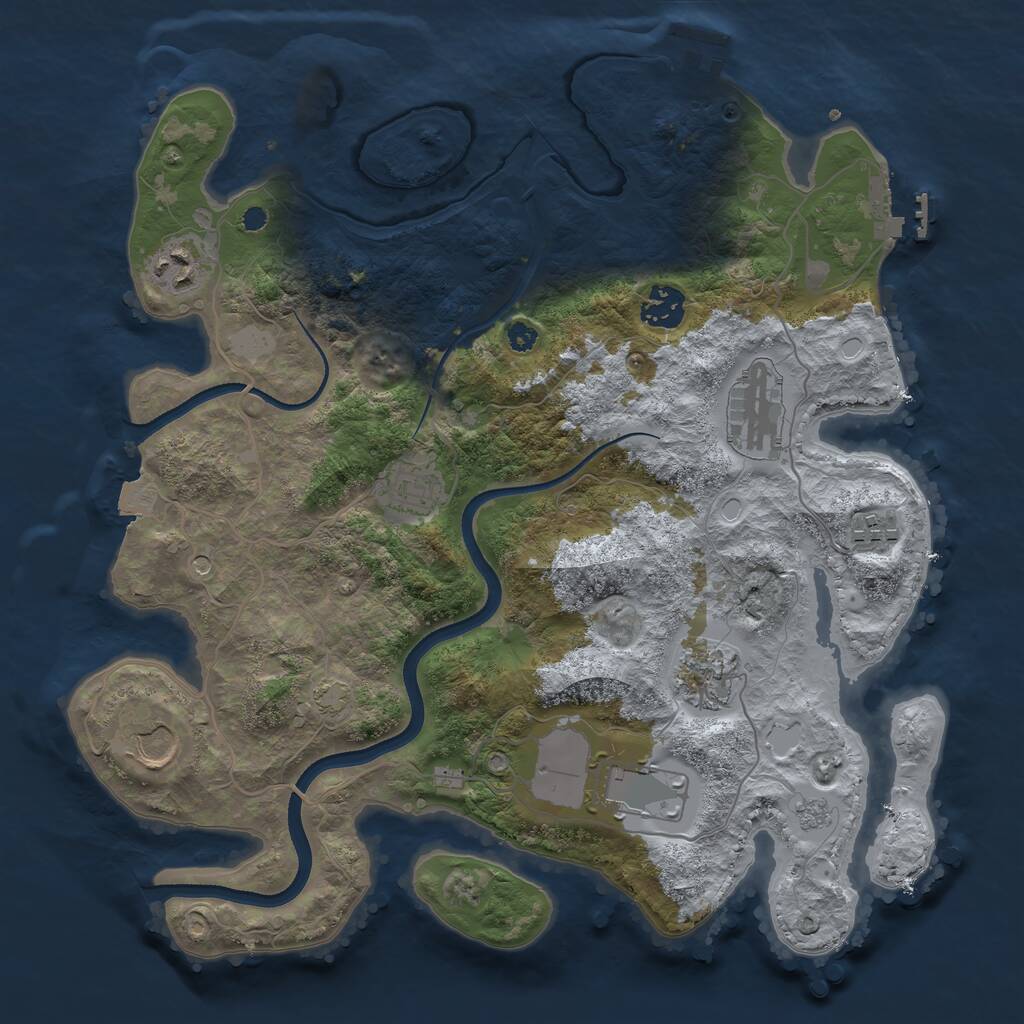 Rust Map: Procedural Map, Size: 3500, Seed: 831488, 14 Monuments