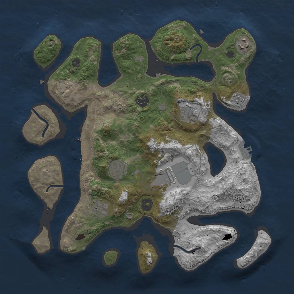 Rust Map: Procedural Map, Size: 3500, Seed: 804053, 11 Monuments