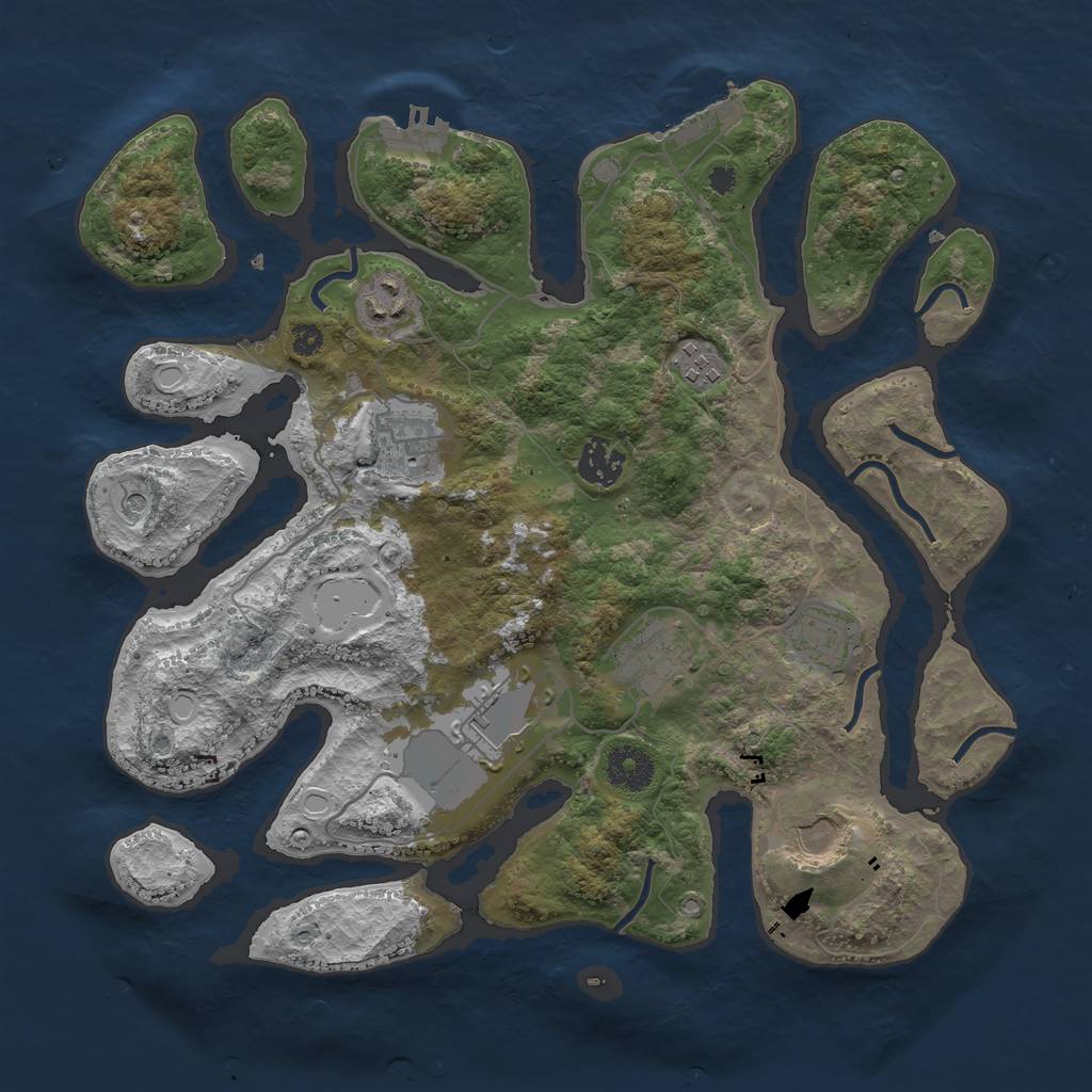 Rust Map: Procedural Map, Size: 3500, Seed: 98357, 16 Monuments