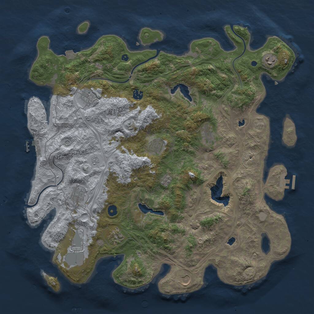 Rust Map: Procedural Map, Size: 4500, Seed: 732600, 16 Monuments