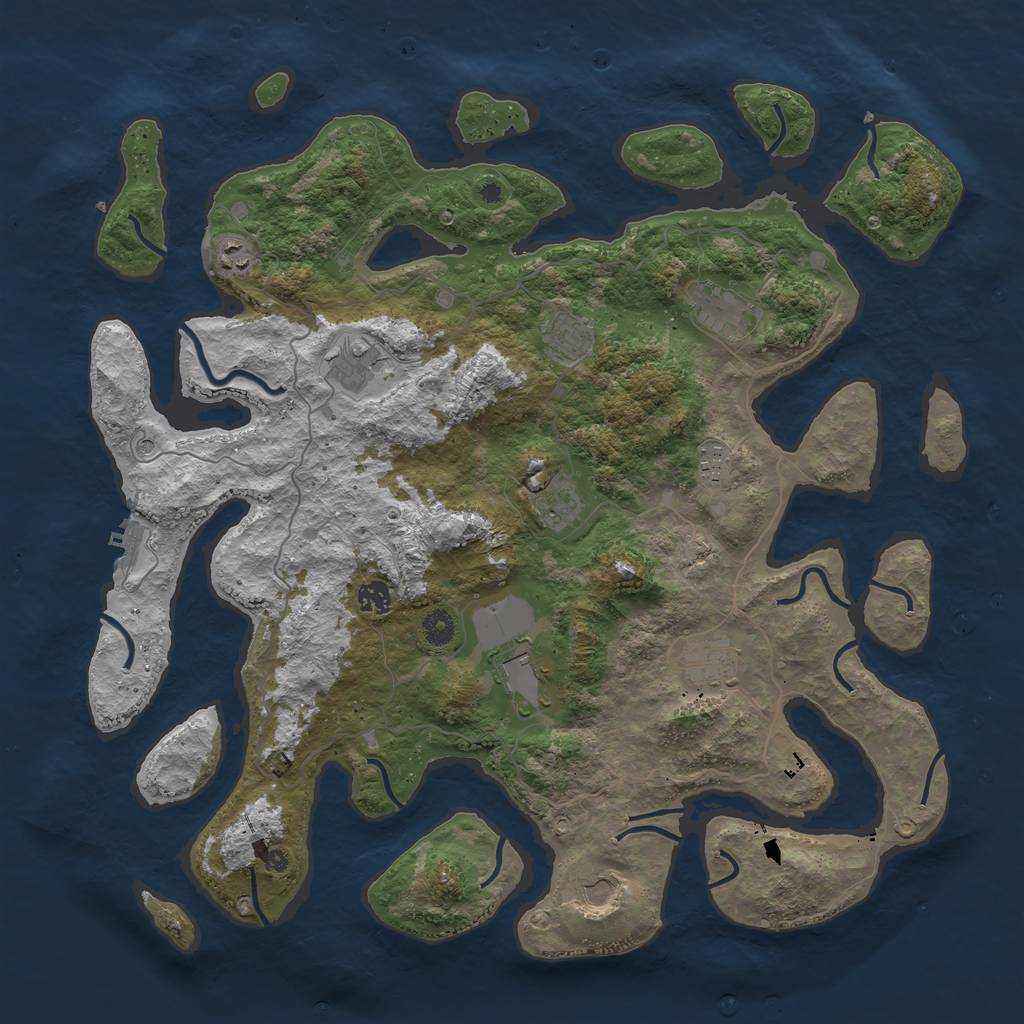 Rust Map: Procedural Map, Size: 4500, Seed: 732600, 14 Monuments