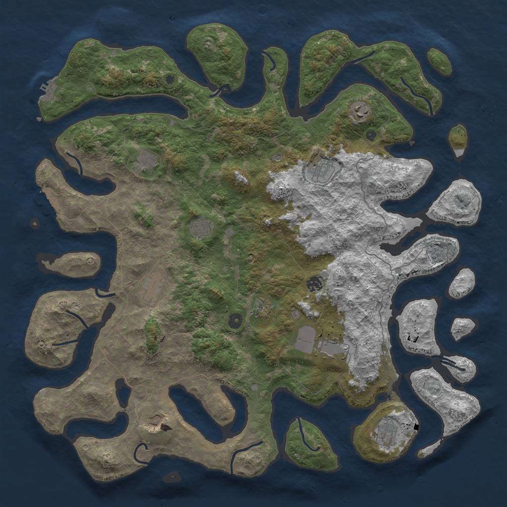 Rust Map: Procedural Map, Size: 5000, Seed: 24062021, 16 Monuments