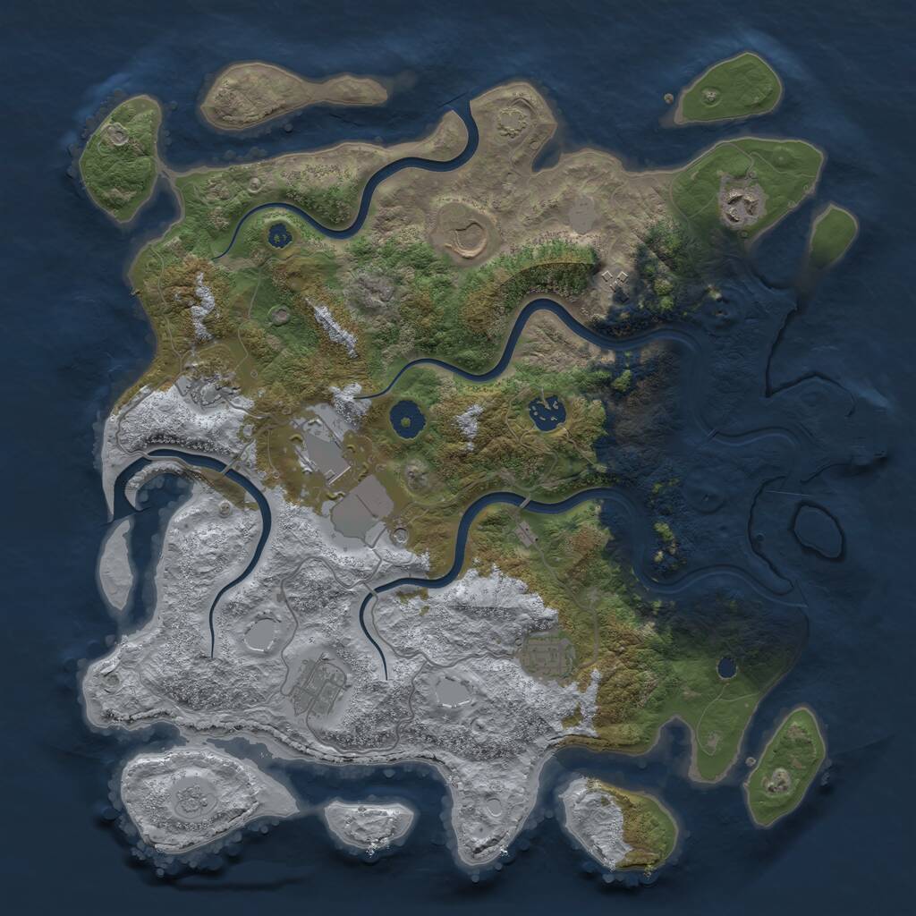 Rust Map: Procedural Map, Size: 3850, Seed: 1434915502, 13 Monuments