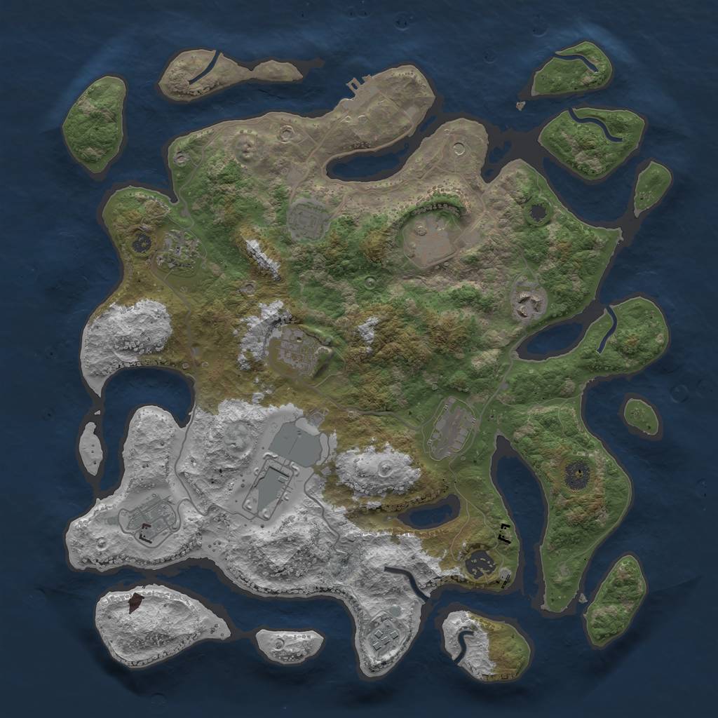 Rust Map: Procedural Map, Size: 3850, Seed: 1434915502, 14 Monuments