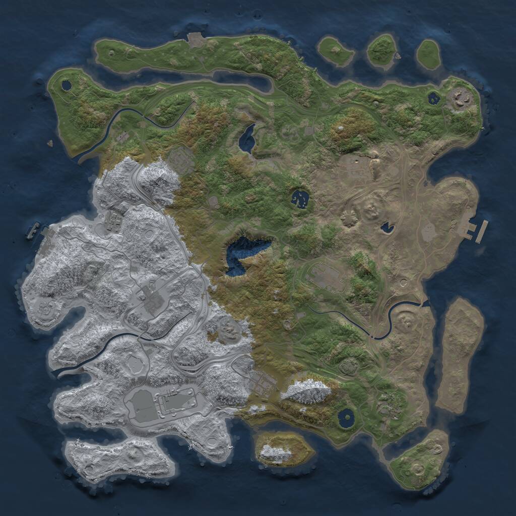 Rust Map: Procedural Map, Size: 4300, Seed: 207815570, 16 Monuments