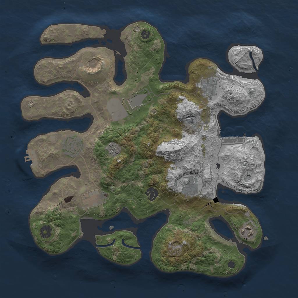 Rust Map: Procedural Map, Size: 3500, Seed: 933925, 14 Monuments