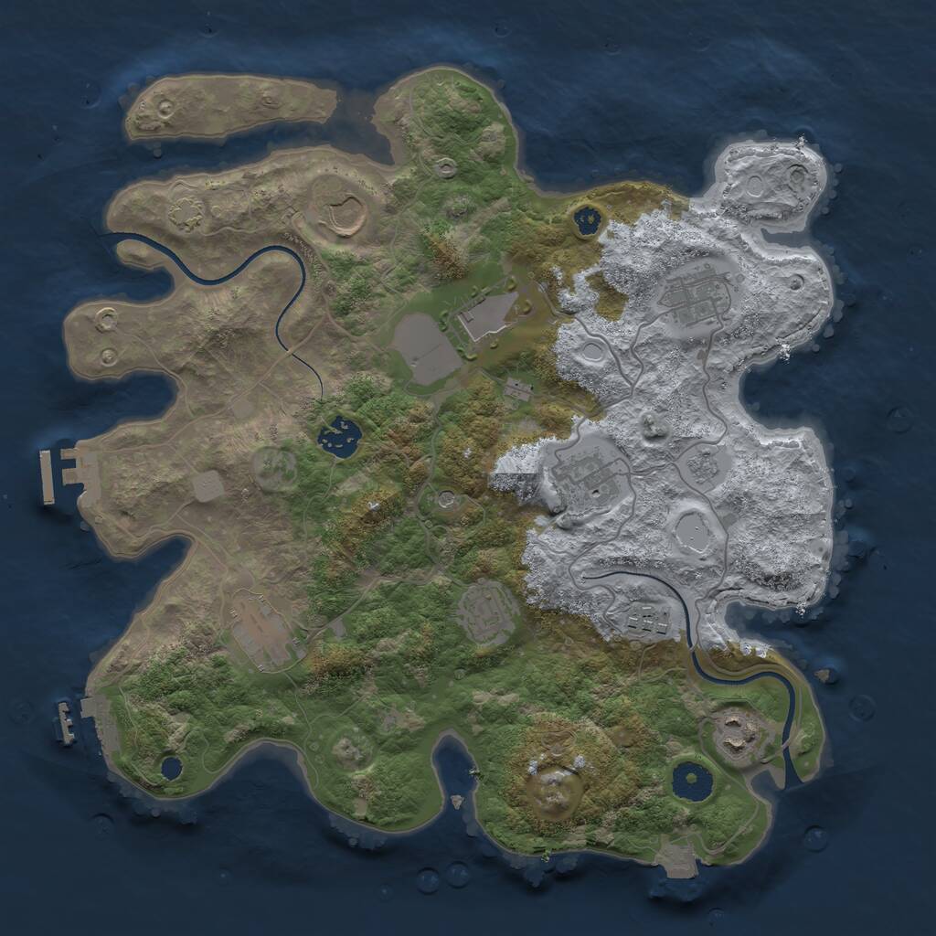 Rust Map: Procedural Map, Size: 3500, Seed: 933925, 15 Monuments