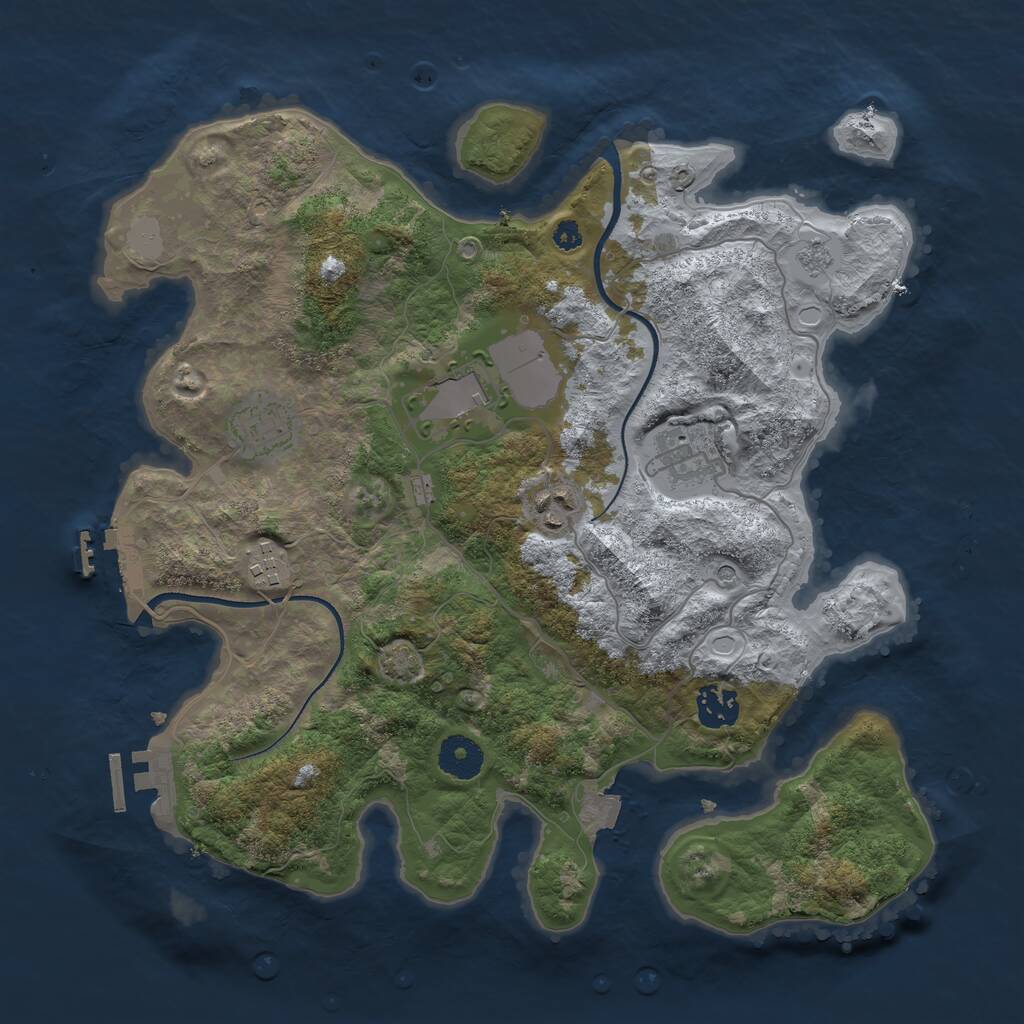 Rust Map: Procedural Map, Size: 3500, Seed: 311996637, 12 Monuments