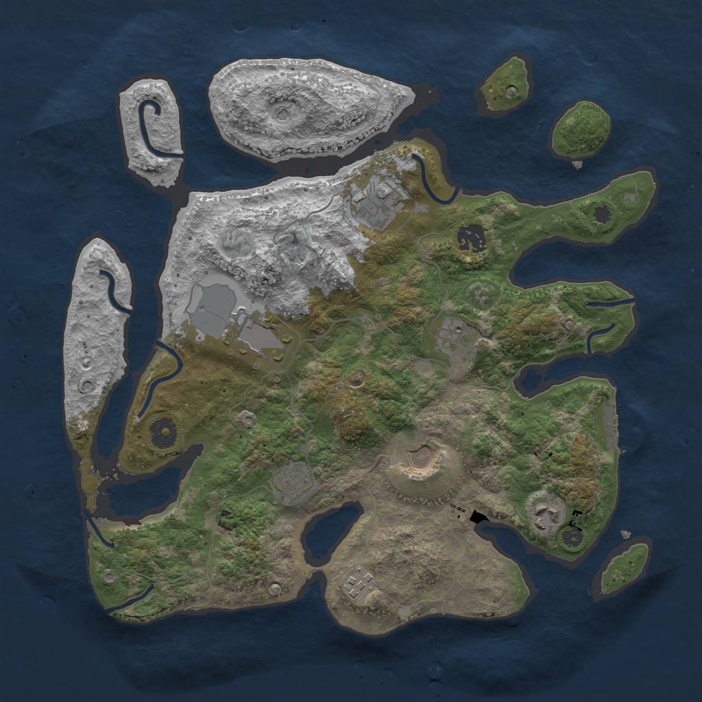 Rust Map: Procedural Map, Size: 3600, Seed: 581830946, 12 Monuments