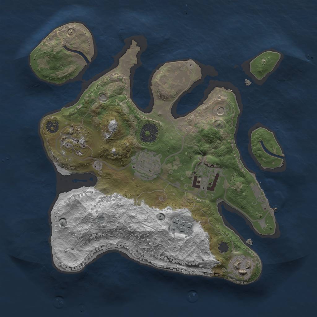 Rust Map: Procedural Map, Size: 2500, Seed: 1968435611, 9 Monuments