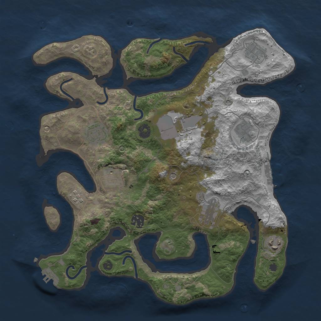 Rust Map: Procedural Map, Size: 3500, Seed: 584763, 14 Monuments