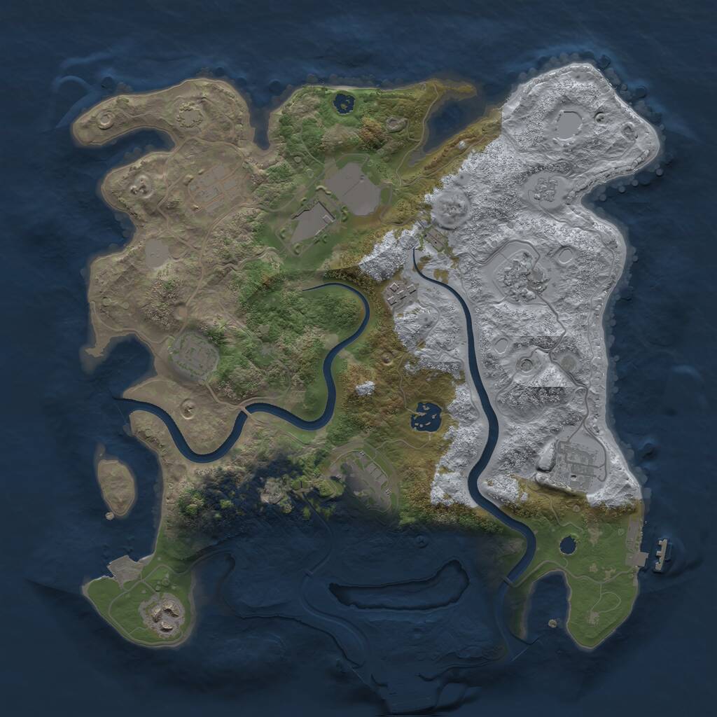 Rust Map: Procedural Map, Size: 3500, Seed: 584763, 15 Monuments