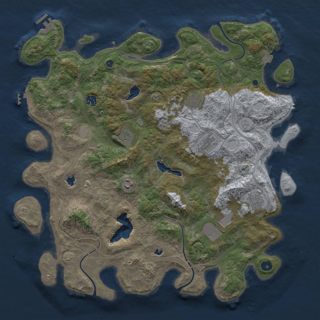 Rust Map: Procedural Map, Size: 4500, Seed: 91135422, 14 Monuments