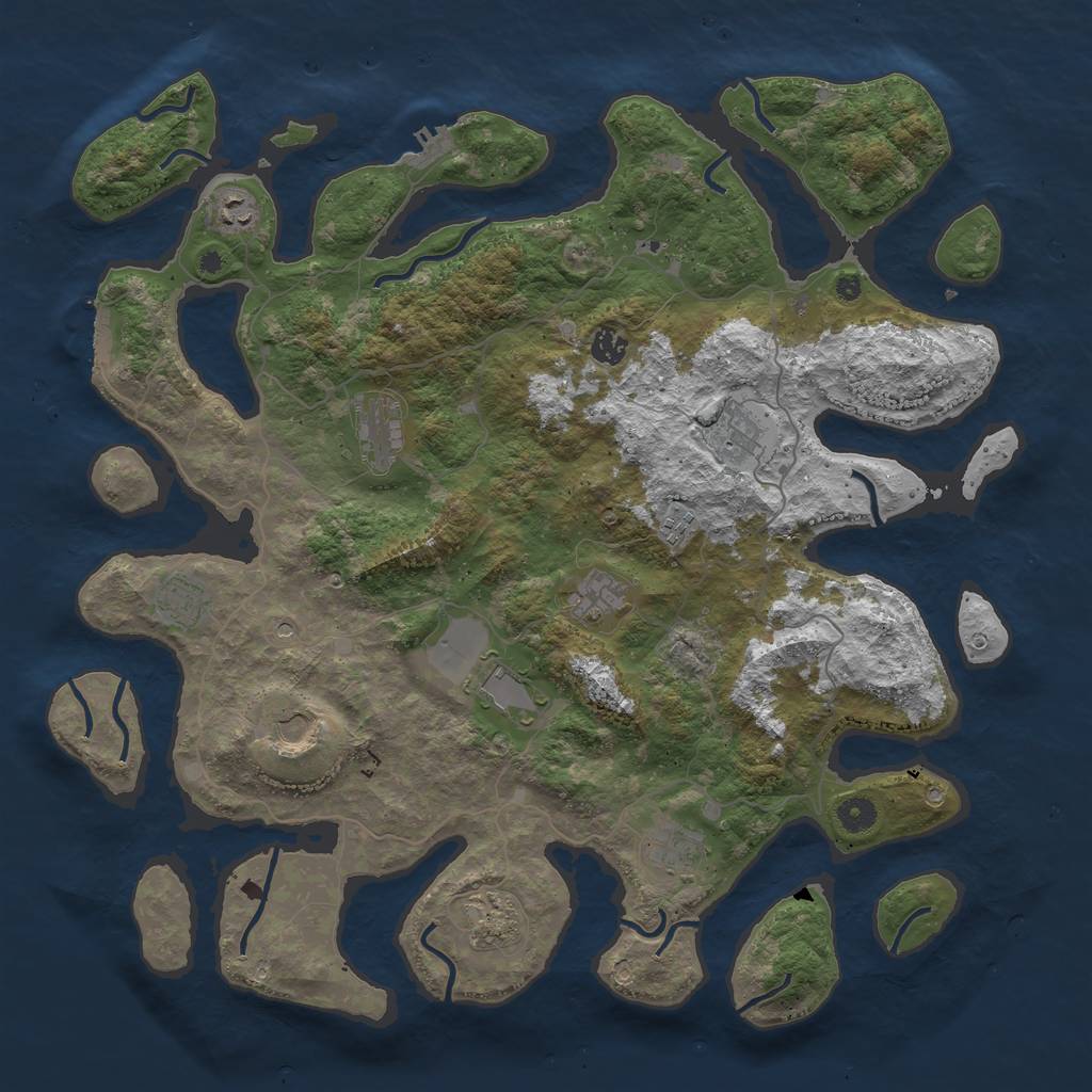 Rust Map: Procedural Map, Size: 4500, Seed: 91135422, 16 Monuments