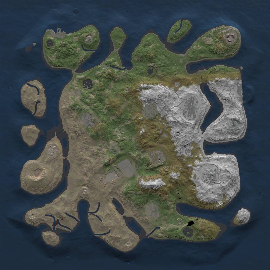 Rust Map: Procedural Map, Size: 3950, Seed: 214748364, 16 Monuments