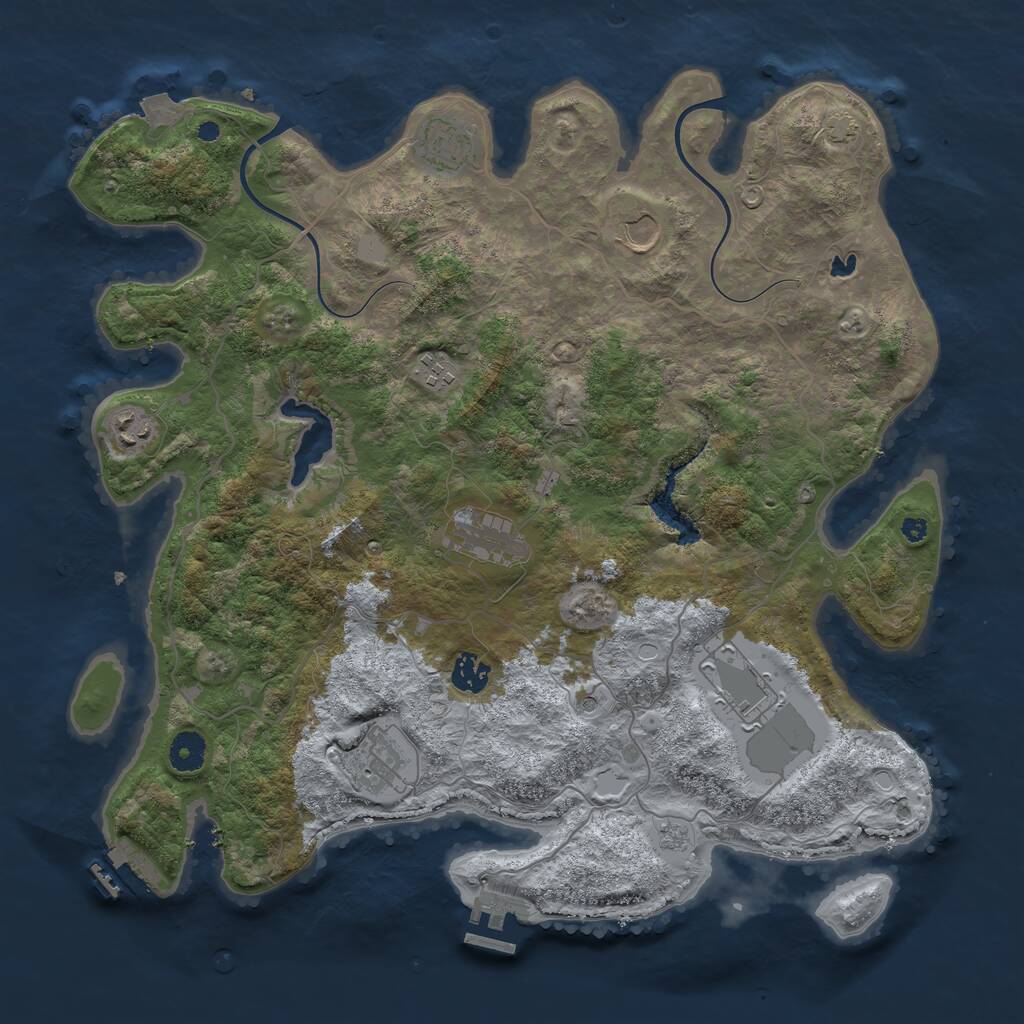 Rust Map: Procedural Map, Size: 4000, Seed: 280003, 14 Monuments