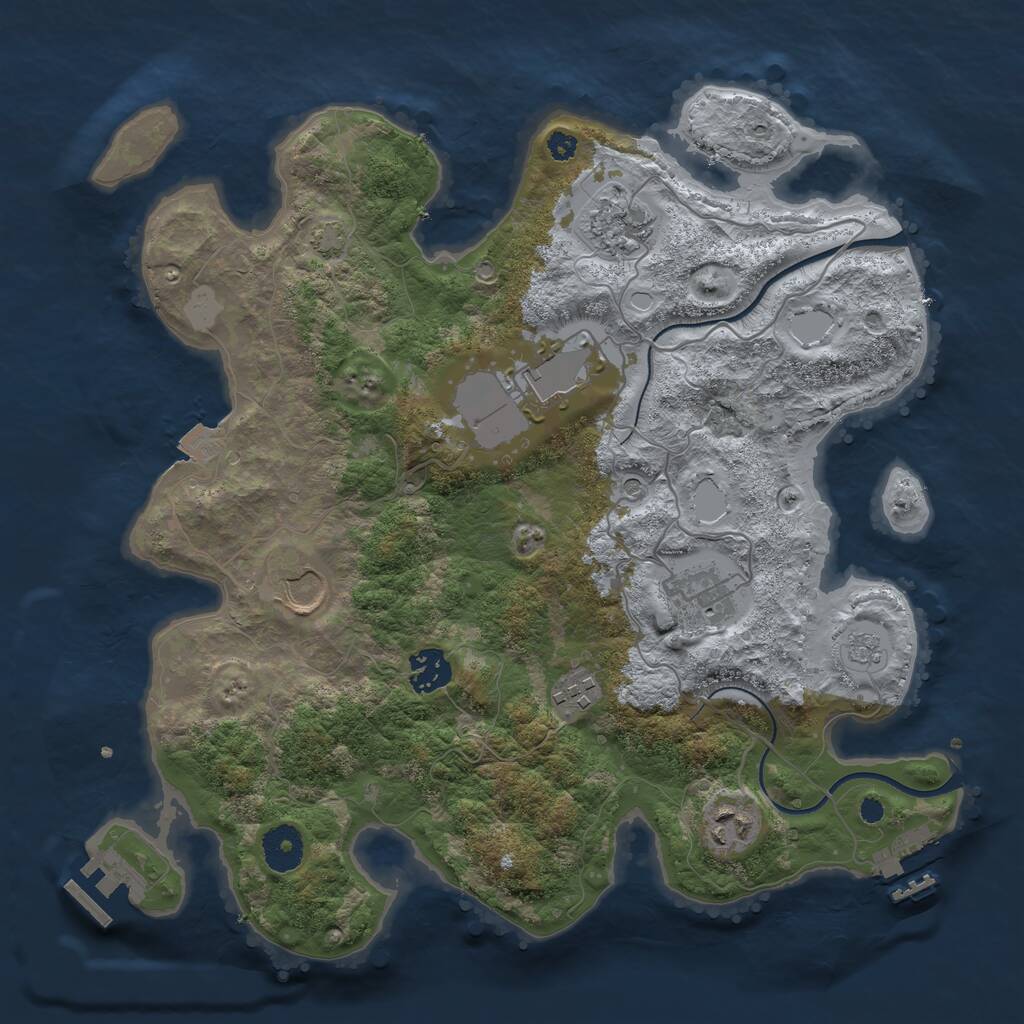 Rust Map: Procedural Map, Size: 3500, Seed: 516400651, 13 Monuments