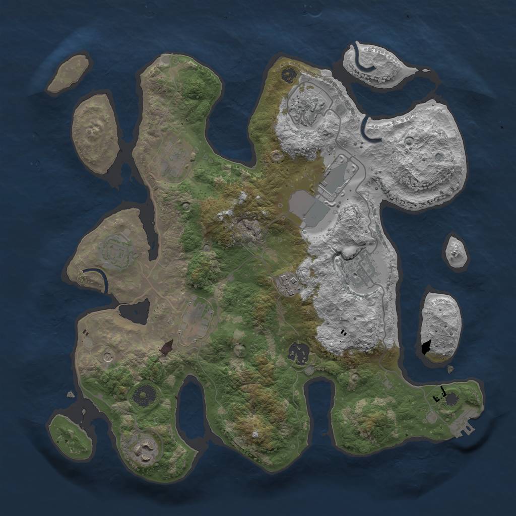 Rust Map: Procedural Map, Size: 3500, Seed: 516400651, 13 Monuments