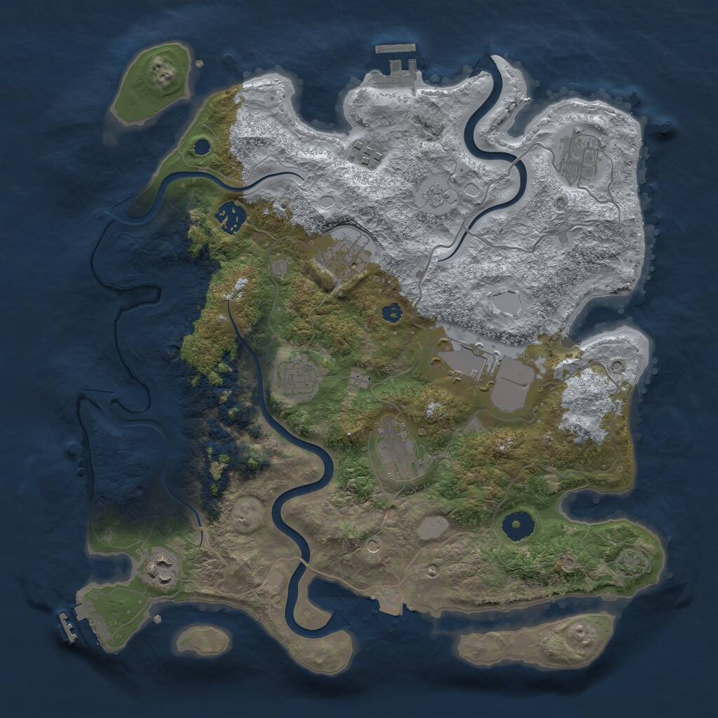 Rust Map: Procedural Map, Size: 3600, Seed: 39468215, 14 Monuments