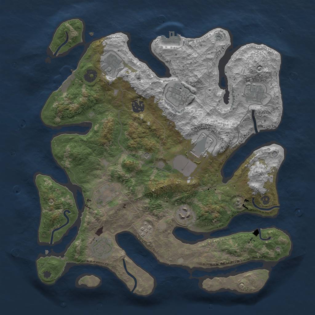 Rust Map: Procedural Map, Size: 3600, Seed: 39468215, 14 Monuments