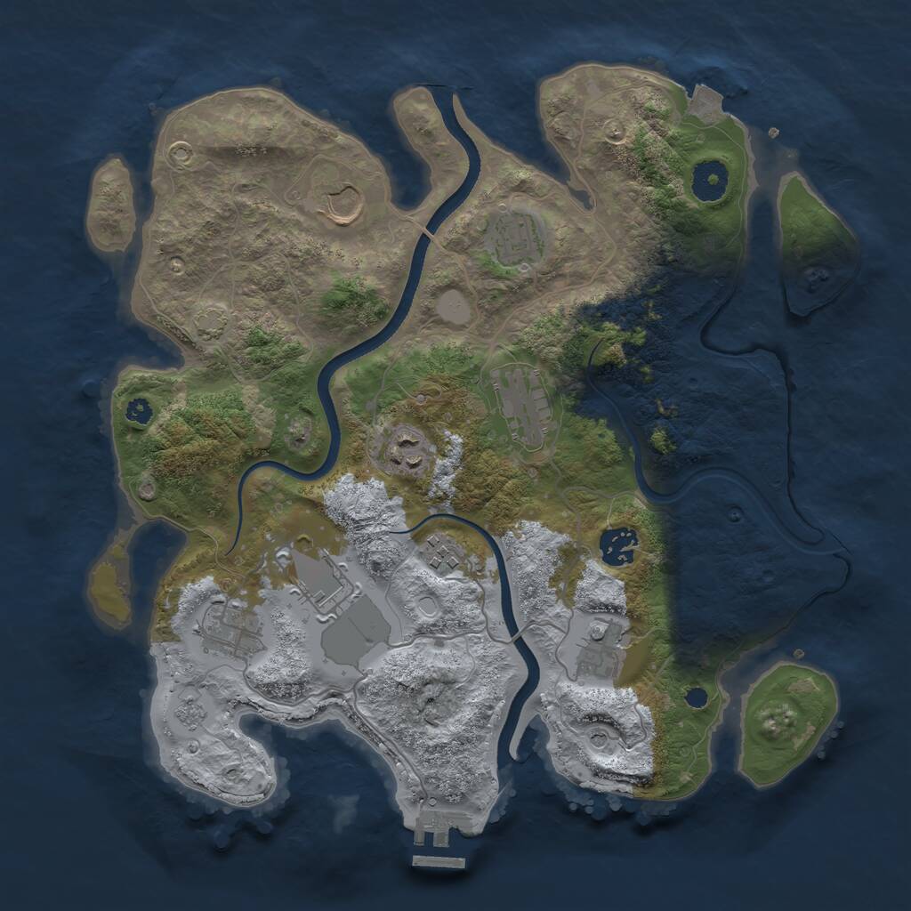 Rust Map: Procedural Map, Size: 3500, Seed: 18292, 14 Monuments