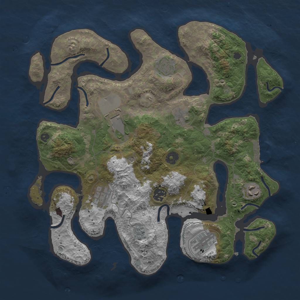 Rust Map: Procedural Map, Size: 3500, Seed: 18292, 12 Monuments