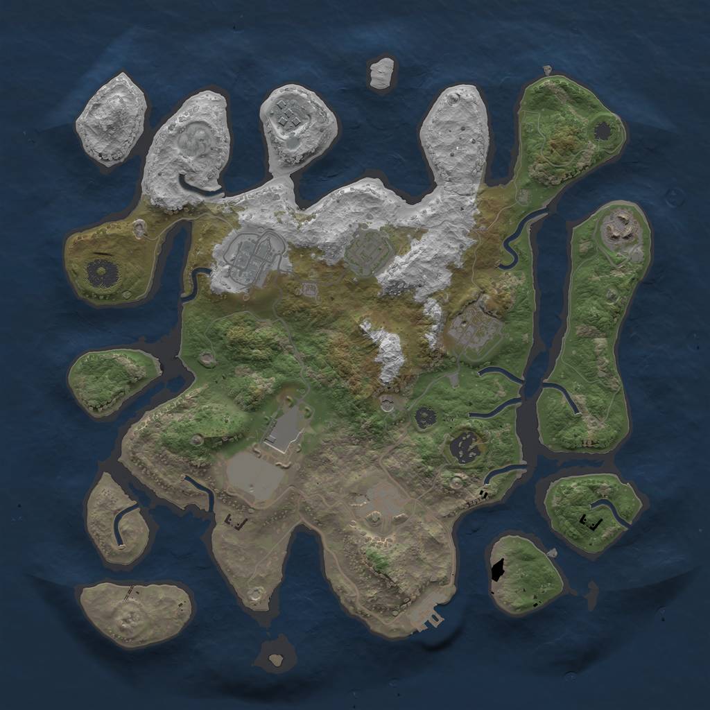 Rust Map: Procedural Map, Size: 3500, Seed: 308858, 12 Monuments