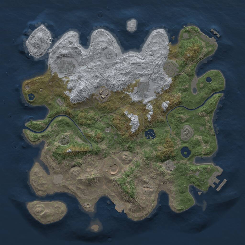 Rust Map: Procedural Map, Size: 3500, Seed: 308858, 13 Monuments