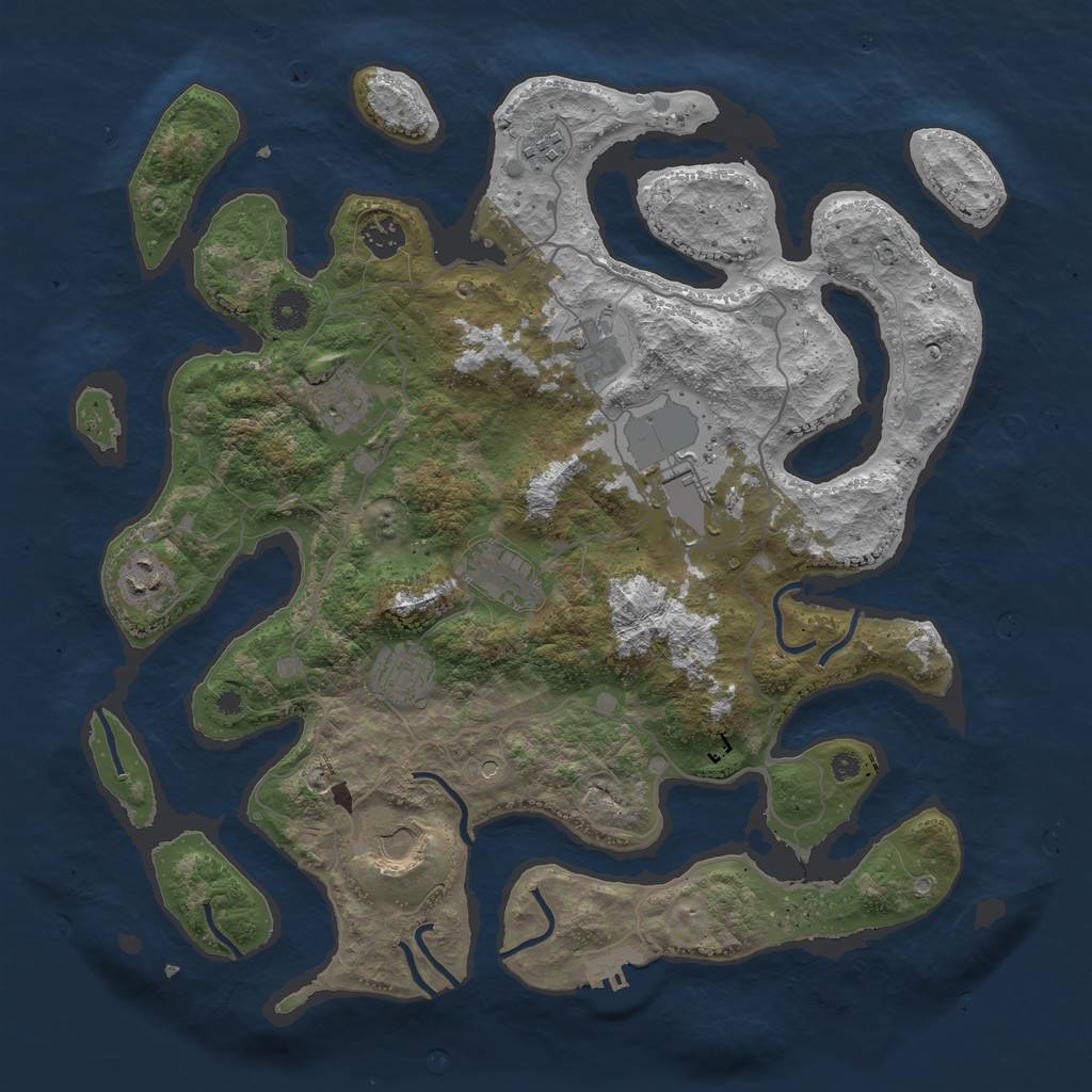 Rust Map: Procedural Map, Size: 4000, Seed: 1328965736, 13 Monuments