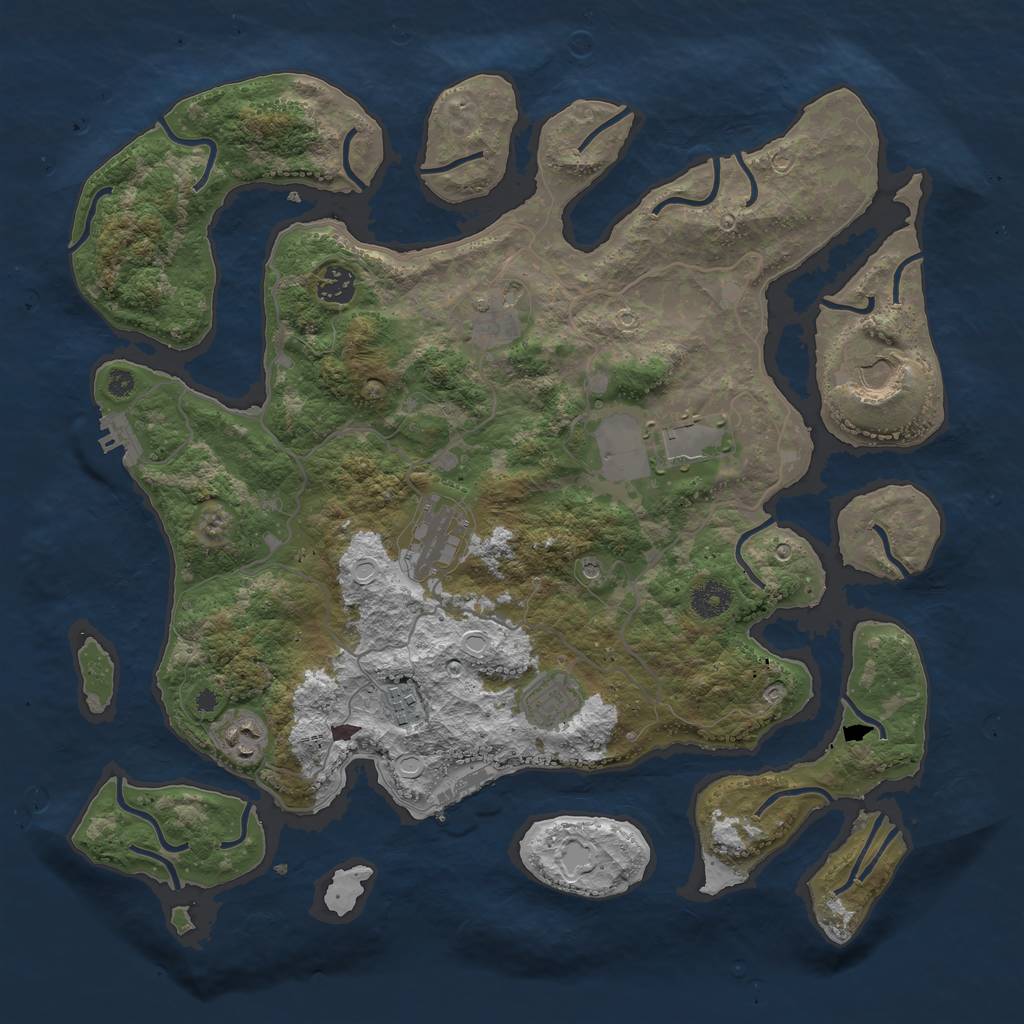 Rust Map: Procedural Map, Size: 4000, Seed: 897223, 16 Monuments