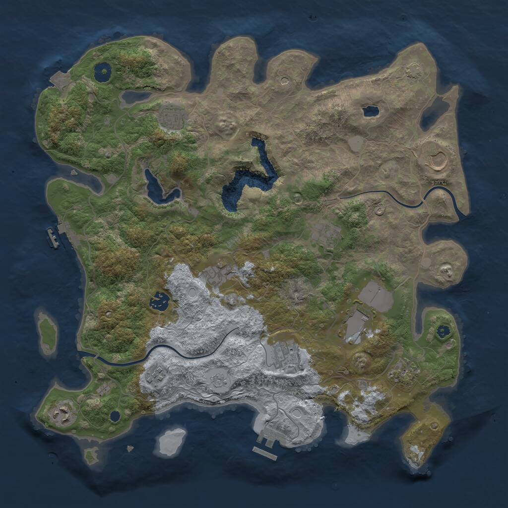 Rust Map: Procedural Map, Size: 4000, Seed: 897223, 16 Monuments