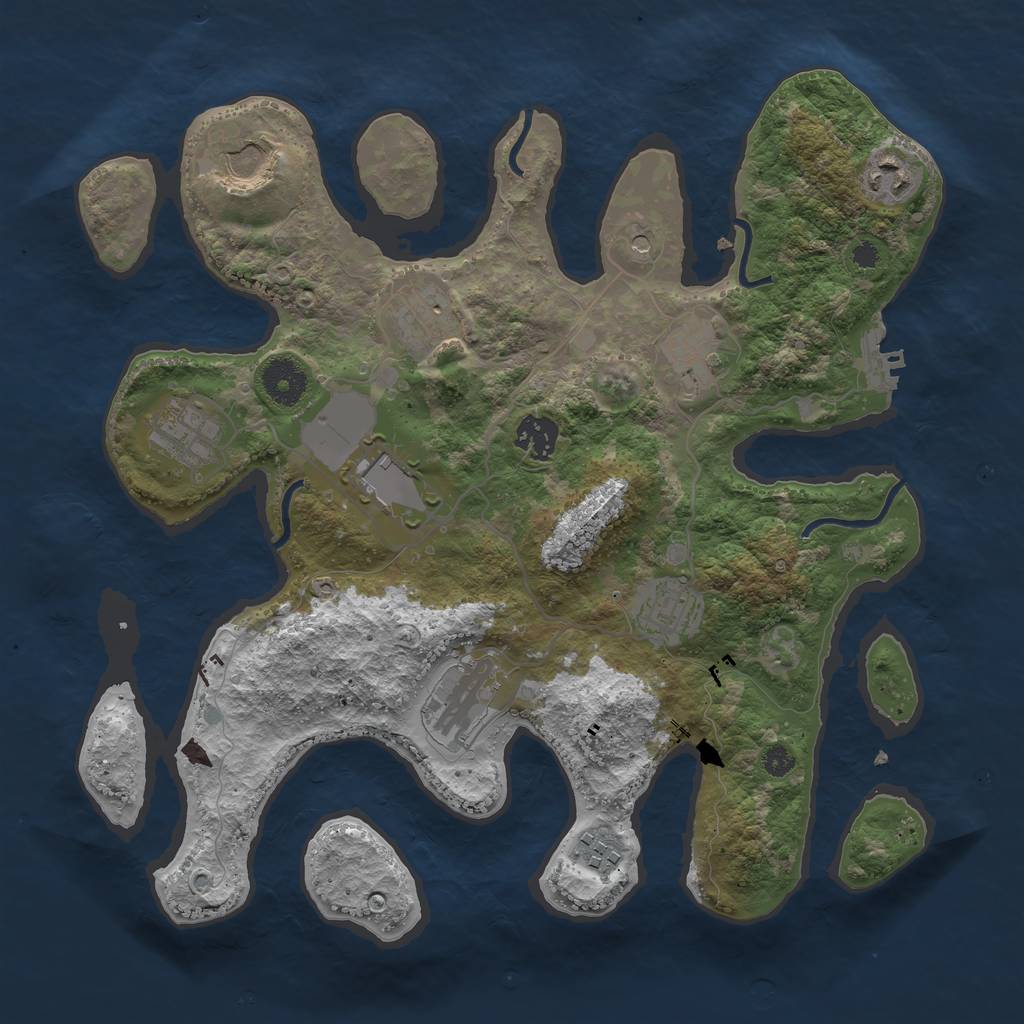 Rust Map: Procedural Map, Size: 3500, Seed: 905074, 14 Monuments