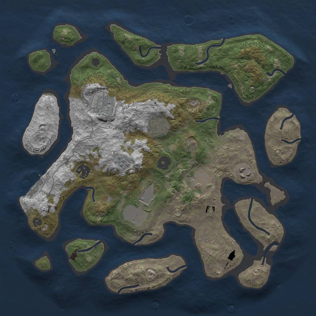 Rust Map: Procedural Map, Size: 3500, Seed: 67676767, 11 Monuments