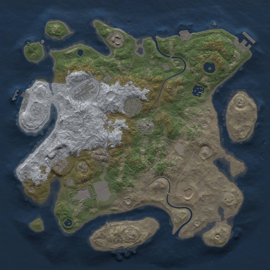 Rust Map: Procedural Map, Size: 3500, Seed: 67676767, 13 Monuments