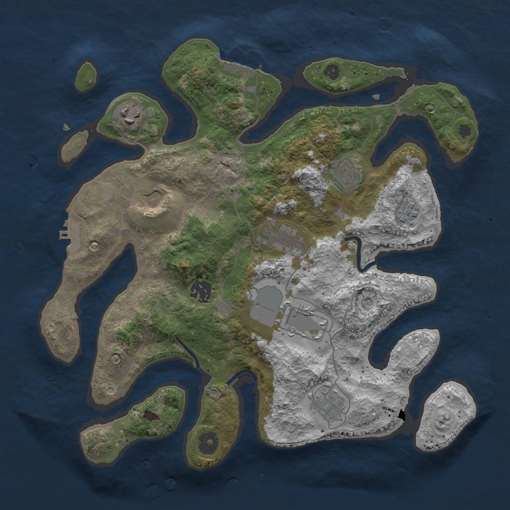 Rust Map: Procedural Map, Size: 3500, Seed: 7392, 13 Monuments