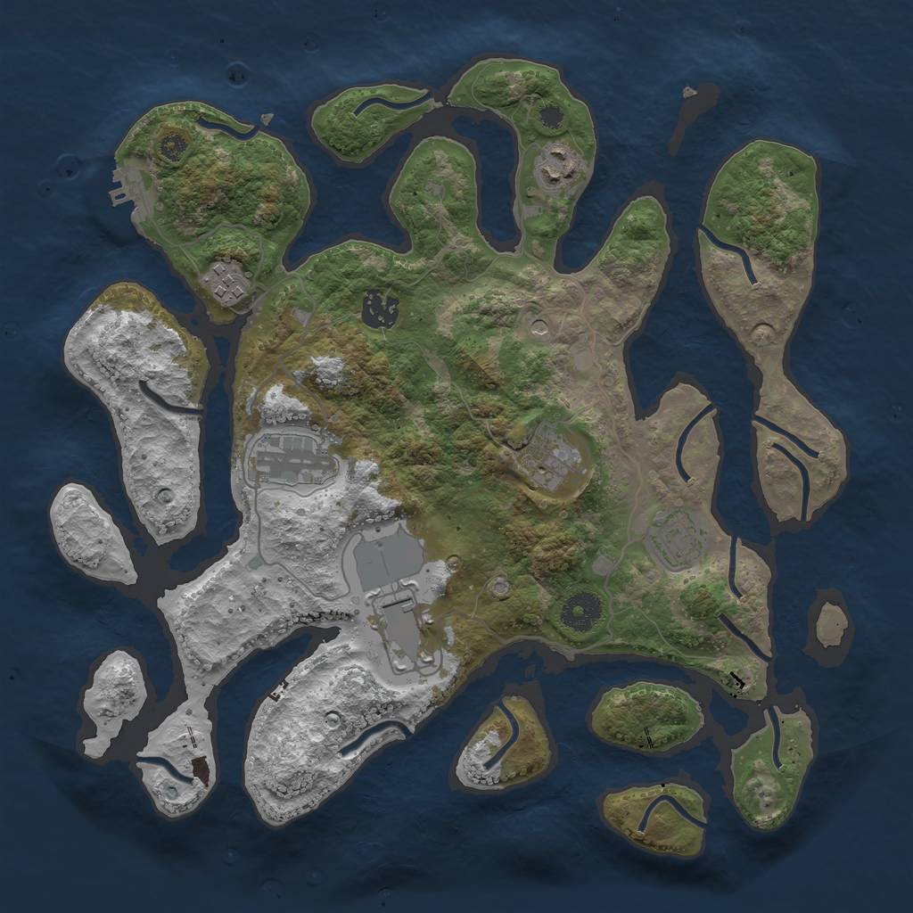 Rust Map: Procedural Map, Size: 3500, Seed: 531603036, 11 Monuments